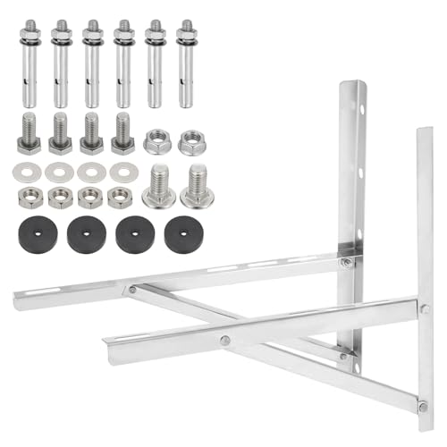 PATIKIL 7000-18000BTU Wall Mounting Bracket for Mini Split Air Conditioner, 1Set Foldable Stainless Steel Stand Support Condenser Up to 550lbs for Hanging
