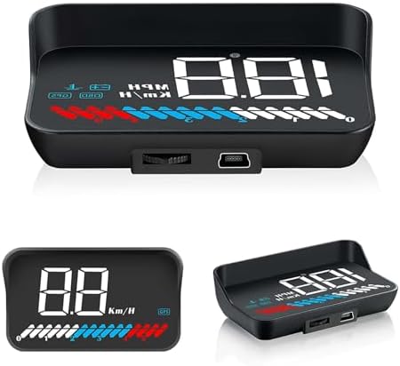 ACECAR Car Universal Dual System HUD Head Up Display OBD II/GPS Interface,Vehicle Speed MPH KM/h,Engine RPM,OverSpeed Warning,Mileage Measurement,Water Temperature,Voltage