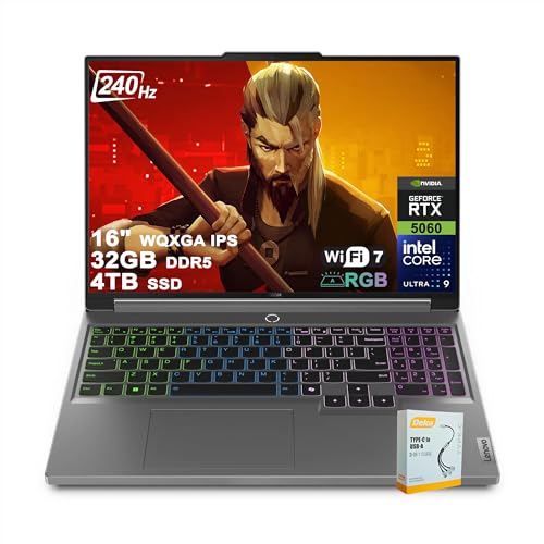 Image of Lenovo Legion 5 AI-Powered Gaming Laptop | 16 inch WQXGA IPS 240Hz 100% DCI-P3 | Intel Core Ultra 9 275HX | 32GB DDR5 4TB SSD | GeForce RTX 5060 (572 AI Tops) | RGB Backlit Win11 w /DLCA Accessory