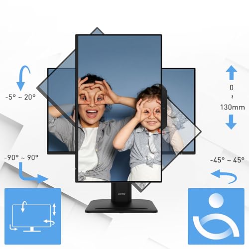 Image of MSI PRO MP242PMG, 24-inch IPS 1920 x 1080 (FHD) Computer Monitor, 120Hz, Webcam, Adaptive-Synch, EPEAT Silver, HDMI, DisplayPort, VGA Port, VESA Mountable, Tilt, Height Adjustable, Speaker, 1ms, Black