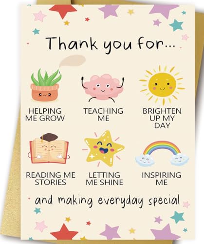 OJsensai Cute Teacher Thank You Card, Best Appreciation Gifts for Daycare Preschool Teacher, Thank...