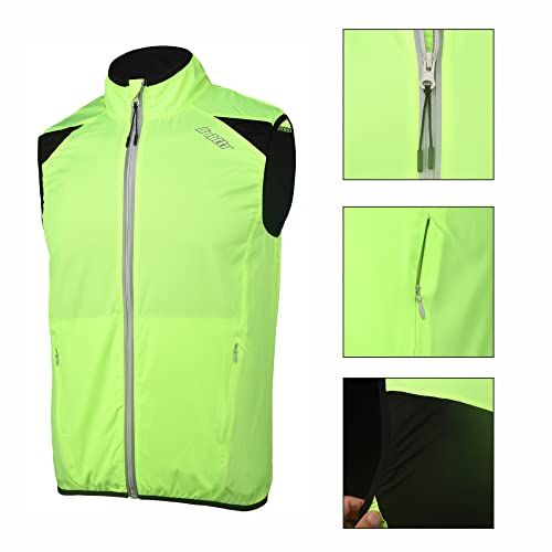 Bpbtti Men's Cycling Running Vest Sleeveless Windbreakers With Two Side Pockets(Neno Yellow, Medium) #TOP3