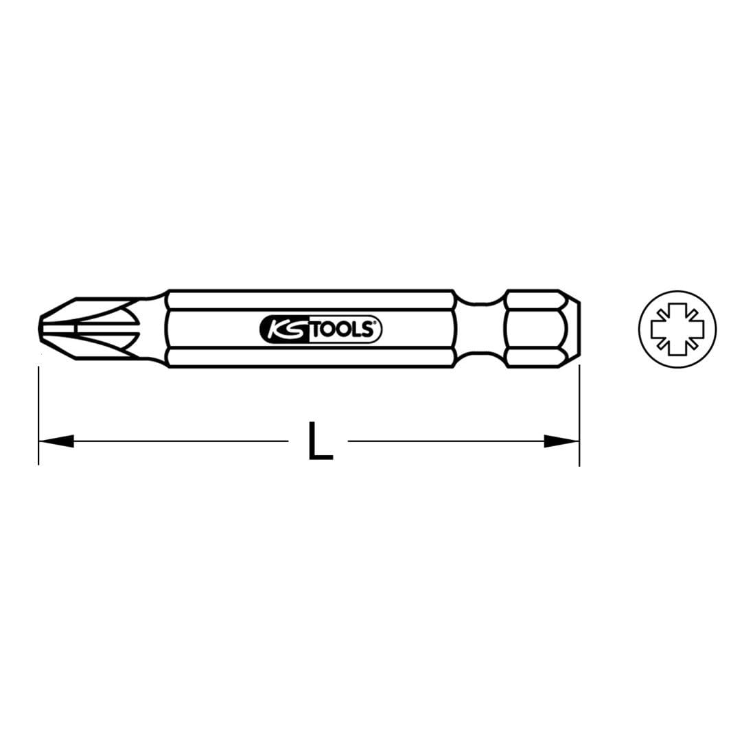 KS Tools 1/4 Inch Classic Bit PZ, 50 mm, PZ3, Silver, 1 item - Image 2