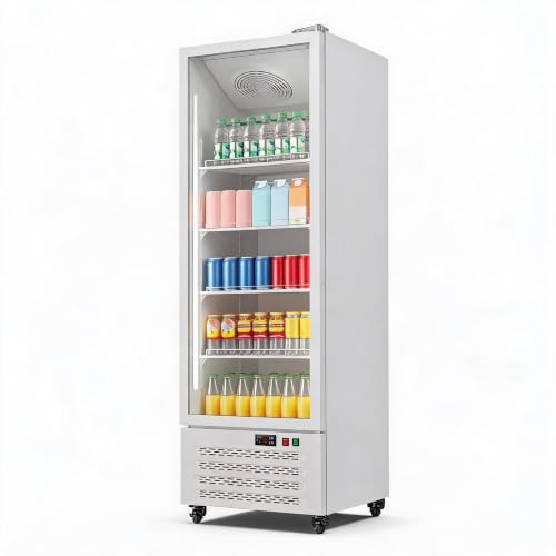 Image of Commercial Refrigerators, Beverage Fridge with Glass Door, Double Front Panel Design, Mobile Display Merchandiser