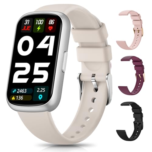 Fitness Trackers for Women/Men, Smart Watches for Women with Sport Activity Tracker, Fitness Watch with Heart Rate, Blood Oxygen Monitor, Sleep Tracker, IP68 Android Smart Watch with 4 Straps, Gift
