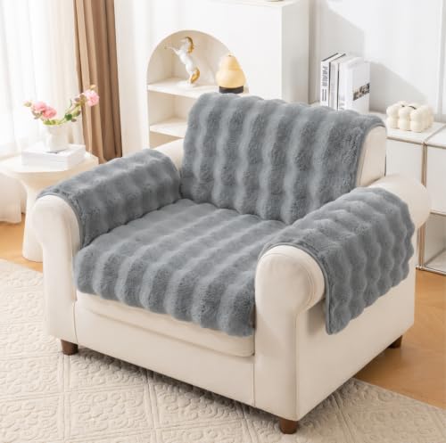 Image of House of Quirk Rabbit Plush Sofa Cover One Seater Design - Grey