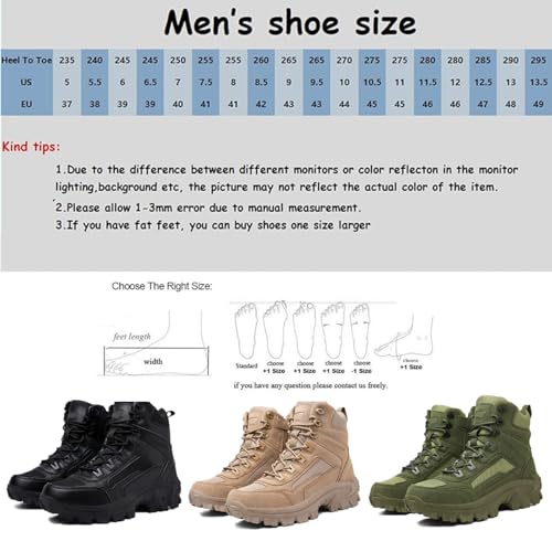 Men's Waterproof Side Zipper Outdoor Combat Boots,Tactical Boots, Men's Military Tactical Work Boots Side Zipper Lightweight and Comfortable Orthopedic Hiking Motorcycle Combat Boots2