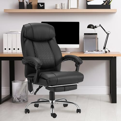 Homrest GGIN0252BK Executive Office Chair With Footrest,Reclining Massage Office Chair thumb #1