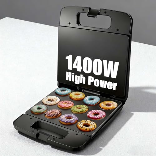 Electric Donut Maker, Fast Baking, Double-sided Non-stick Coating, 12-cavity Donut Maker, Suitable for Breakfast, Snacks, Parties