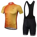Uriah Men's Cycling Jersey Short Sleeve Black Bib Shorts Sets Electric Yellow Size 5XL(CN)