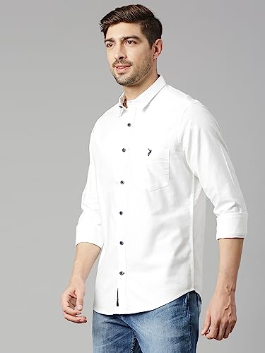 Image of Thomas Scott Men Premium Slim Fit Solid Cotton Twill Full Sleeve Shirt
