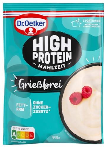 Dr. Oetker High Protein Mahlzeit Grießbrei – proteinreicher Grießbrei als Hauptmahlzeit oder Protein Snack.