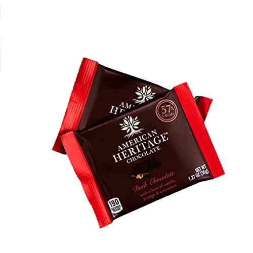 American Heritage Chocolate Bars - 57% Cacao Artisanal Dark Chocolate Bar With Hints Of Vanilla, Orange And Cinnamon, 1.27Oz Each Candy Bar/Tablet (Pack Of 24) #TOP4