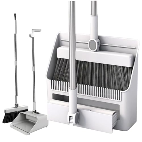 Reviews de Recogedores , tabla con los diez mejores. 41 Ameble Juego de Escoba 3 en 1, Conjunto Combinado de Escoba y recogedor con removedor Pelusa, recogedores Plegables con Mango Largo para el hogar, Cocina, Oficina, Escuela,...