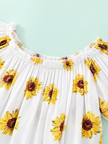 Image of WDIRARA Girl's 2 Piece Floral Print Flounce Sleeve Top and Paper Bag Waist Shorts Set