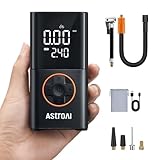 AstroAI Kabelloser Elektrische Luftpumpe, Tragbare Akku Fahrradpumpe mit alle ventile, LED-Licht, Wiederaufladbare Reifenpumpe für Fahrrad, E-Bike, Auto, Motorrad, Bälle, Schwarz