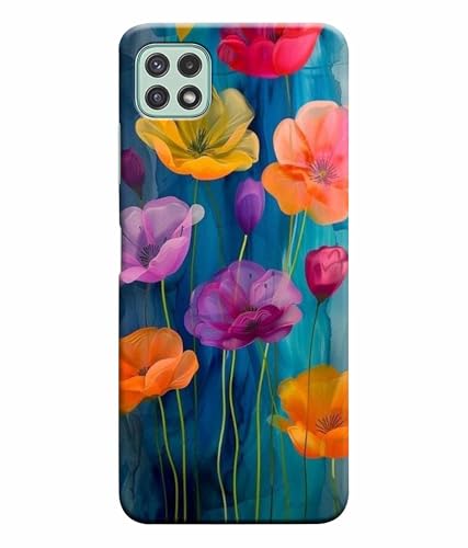 Image of Printed Hard Back Case Cover & Compatible for Samsung Galaxy A22 5G | Flower Vector Art (Multicolor) - D1193