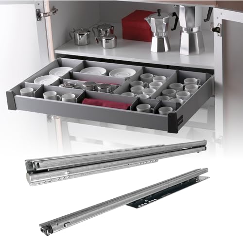 EVOTRADE 480 mm - Par de rieles de repuesto compatibles con Leroy Merlin DELINIA Reemplazo para cajones de cocina con extensión completa