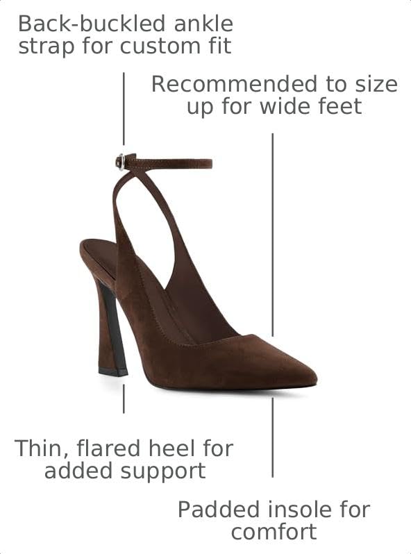 Image of Womens Closed Toe Ankle Strap Heels Pointed Toe Pumps Shoes Slingback High Heel Wedding Dress Shoes