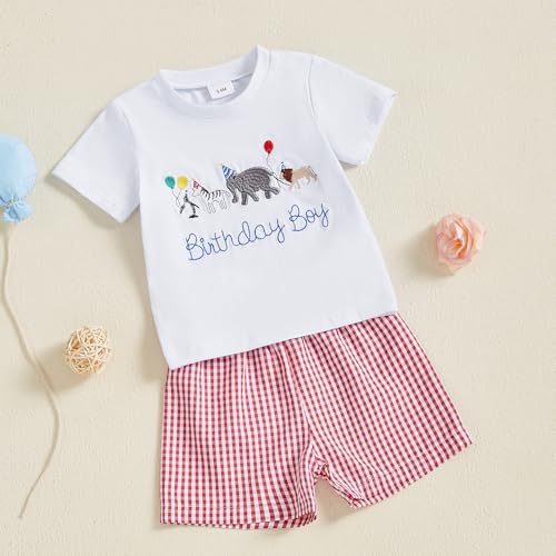 Toddler Baby Boy Birthday Outfit Short Sleeve Party Animal Shirt Shorts Infant Summer Clothes3