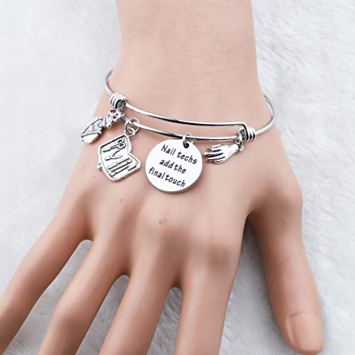 Image of BAUNA Manicurist Bangle Bracelet Nail Technician Jewelry Nail Techs Add The Final Touch Nail Graduation Gift for Nail Artist Beautician