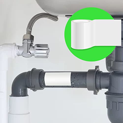 Handyandy Patch & Seal Repair Waterproof Tape For Leaks | Heavy Duty Rubberized Sealing Tape To Fix Sudden Water Pipe Leakages, Cracked Pails, Roof & More! (4" By 10Ft, White) #TOP25