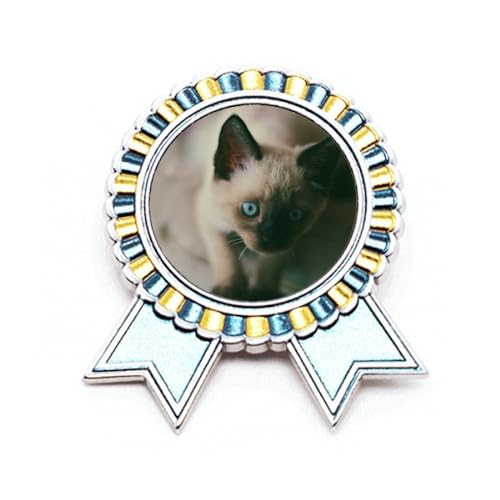Broche chaton gris œil bleu métal M pour raviver un vêtement terne
