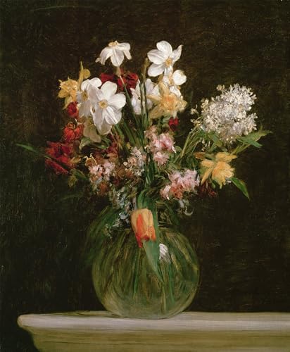 Affiche Graffiti Art Mural Jacinthes et Tulipes Blancas d'Ignace Henri Jean Fantin-Latour 60x90cm