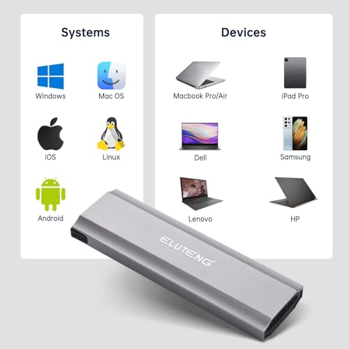 ELUTENG M.2 SSD 外付けケース NVMe/SATA 両対応 USB3.1 GEN2 10Gbps RTL9210B高性能チップ アルミ材質 高放熱 M.2 USB 変換アダプタ 2230/2242/2260/2280 M key/B+M key SSD対応 USB A/C 2本ケーブル付き M.2 SSD Case for NVMe/SATA ELT_M2PV_C3_RTL9210B_BU の商品画像 6