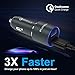 2020 Updated Aluminum USB Car Charger with Blue LED, QC 3.0 Technology, Fast 3A/18W Dual Ports Car Adapter, Smart Phone Charger, Compatible with iPhone, iPad, Samsung, Google Pixel and More