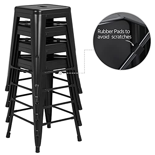Yaheetech 24 Inch Barstools Set Of 4 Counter Height Metal Bar Stools, Indoor/Outdoor Stackable Bartool Industrial High Backless Stools Black #TOP5