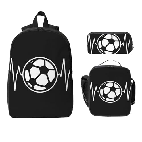 Sac à dos école I Love Soccer avec boîte déjeuner trousse