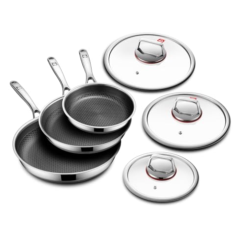 KOBACH 8+10+12in Nonstick Frying Pan - Stainless Steel Skillet, Dishwasher & Oven Safe, Compatible with Induction & Gas Stoves, Non-Toxic & Easy to Clean