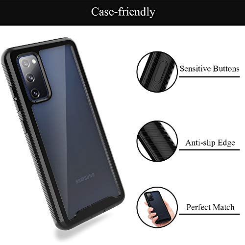 Hatoshi Samsung Galaxy S20 Fe 5G Case, Heavy Duty Protection With Screen Protector, Clear Back, Shockproof Tpu Bumper Cover, Black #TOP6