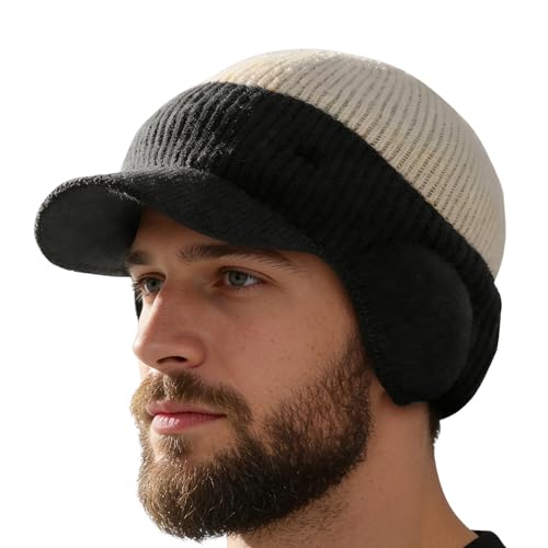 Genérico Stickad mössa | Polarmössa med öronmuffar - vintercykling termisk - för motorcykelfiske vandring skidåkning camping utomhussport för kvinnor, khaki