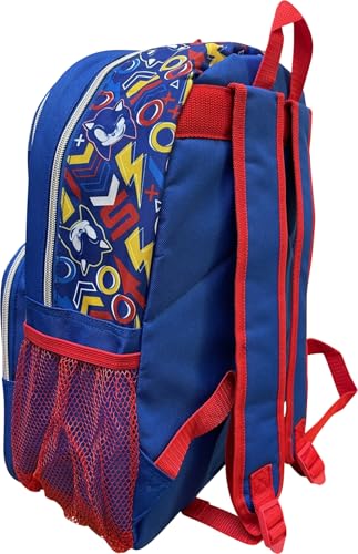 Ruz Mochila escolar grande Sonic The Hedgehog infantil licenciada de 40,6 cm com vários bolsos, Mult