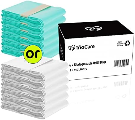 TrioCare - 6 Pack Diaper Refill Liners Bags - Hold Up To 3528 Count Diapers - Disposable Biodegradable Diaper Pail Liners – Adult Senior Baby Smell Odor Locking Blocking Eliminator Bags
