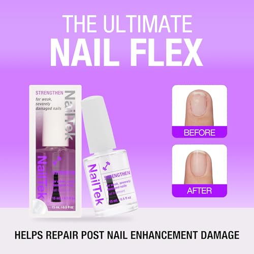 Image of Nail Tek Formula 4 Xtra Nail Strengthener Polish for Damaged Nails, 0.5 oz | Protein-Enriched Repair Treatment Hardener Helps Strengthen Weak Nails for Stronger Tips