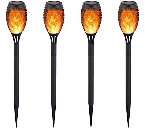 12 LED parpadeante antorcha luces solares impermeables al aire libre mini luces solares de llama decoración de camino (paquete de 4)