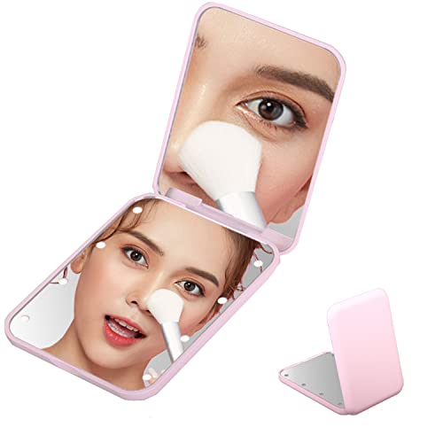 Pocket Mirror with LED Light, 1X/3X Magnification LED Compact Travel Makeup Mirror