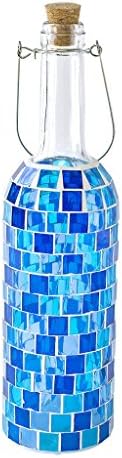 Time Concept LED Mosaic Bottle Lamp - Block Blue - Table Centerpiece, Home Decor, Battery-Operated