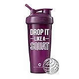 GOMOYO Drop It Like A Squat on BlenderBottle Brand Classic Shaker Cup, 28oz Capacity, Includes BlenderBall Whisk (Plum)