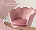 chairus Homeoffice Stuhl, Drehstuhl aus Samt Schreibtischstuhl höhenverstellbar Bürostuhl mit Blütenblatt-Rückenlehne, Vergoldeter Sockel Sessel für Schlafzimmer/Schminktisch,Rosa