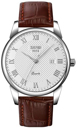 Montre à quartz avec chiffres romains et calendrier classique