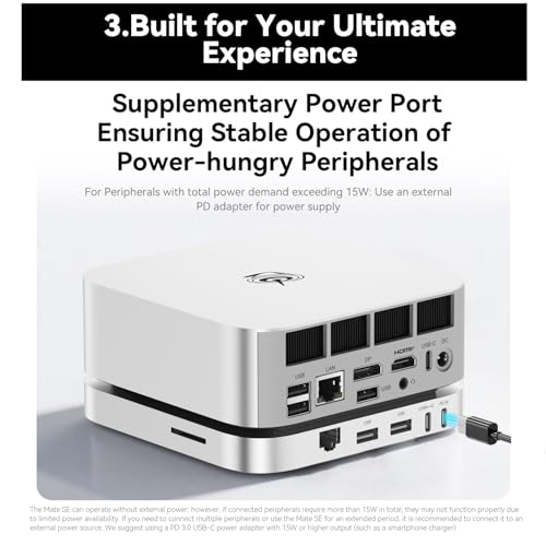 Image of Beelink Mate SE Docking Station, Dock & Stand SER8 /SER9 MAX, 2*M.2 2280 PCIe SSD Slots, up to 16TB Expansion, USB4 80Gbps /2.5G LAN /SD4.0 Card Slot /USB-C PD3.0 /USB-A 3.0 * 2