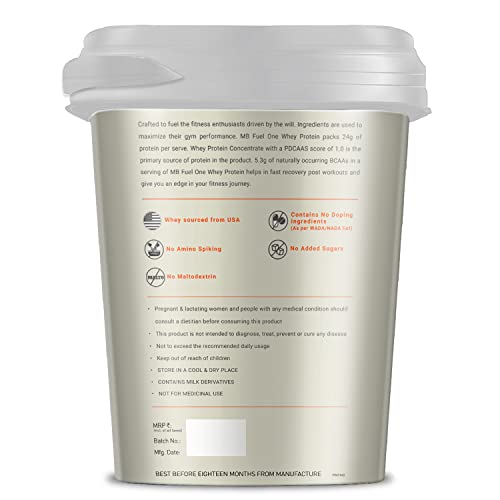Image of MuscleBlaze Fuel One Whey Protein, 24 g Protein, 5.29 g BCAA & 4.2 g Glutamic Acid (Mango, 4 kg / 8.8 lb)
