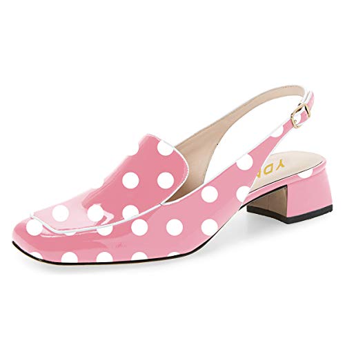 Image of YDN Women Closed Square Toe Block Low Heels Slingback Formal Loafer Dressy Shoes Office Lady Pump Size 4-15 US
