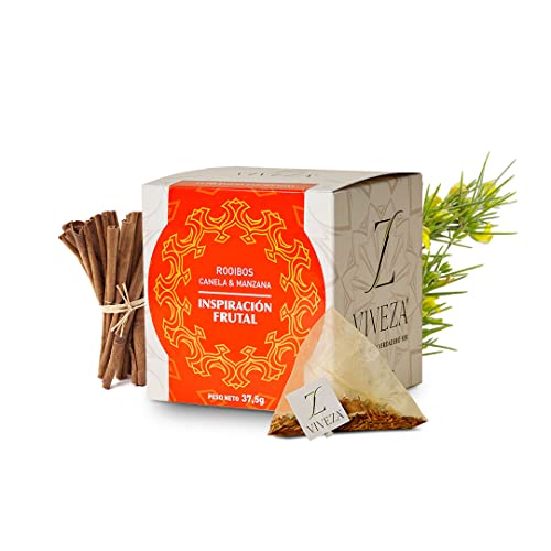 Viveza - Inspiración Frutal Infusión Rooibos con Canela y Manzana - Gran Alternativa al Té o al Café - Sin Teína - Caja por 15 Pirámides Ensobradas - 37,5 gr