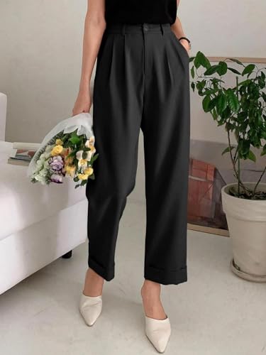Image of KOTTY Women's Cotton Blend Cross Pocket Solid Trousers