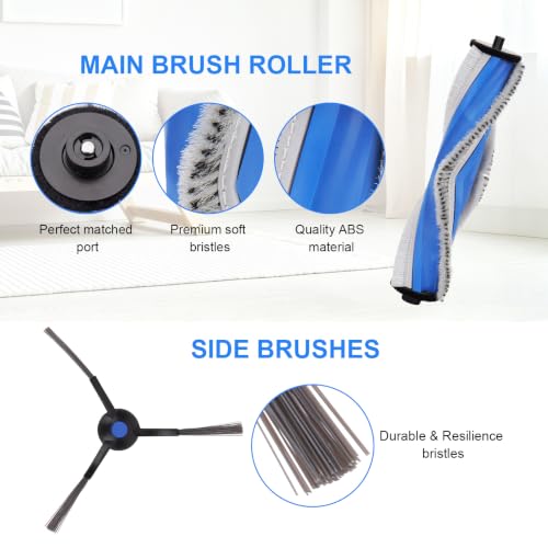 Image of Replacement Parts for Ecovacs DEEBOT T30S /T30S AI /T30S PRO /T30S CARE Robot Vacuum Cleaner - Spare Accessories Kit Include 1 Main Brush 4 Side Brush 4 Filter 4 Mop Pad 4 Dust bag